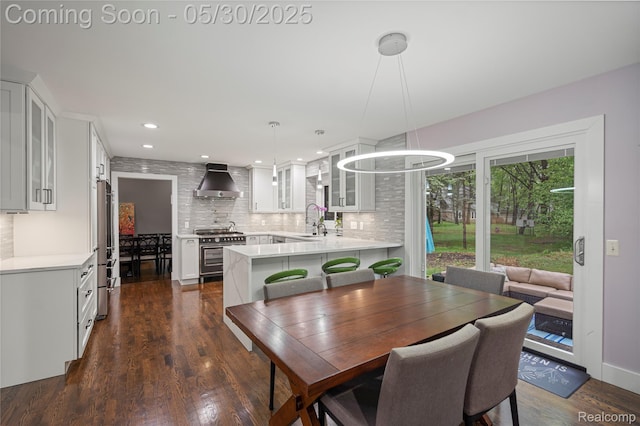 2640 Water Oaks Dr, West Bloomfield, MI 48324 - dining space featuring dark wood-style floors and recessed lighting