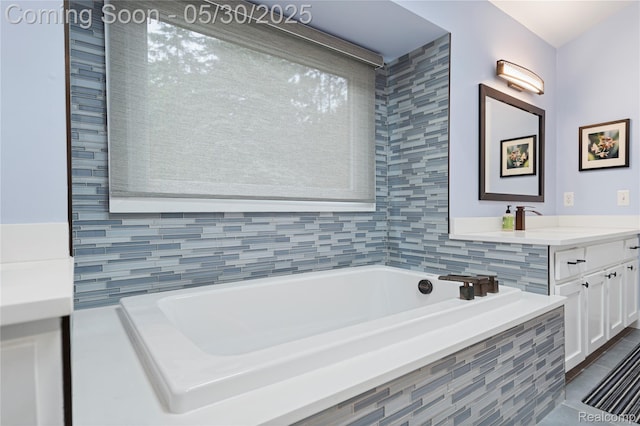 2640 Water Oaks Dr, West Bloomfield, MI 48324 - full bath featuring a bath, vanity, and decorative backsplash