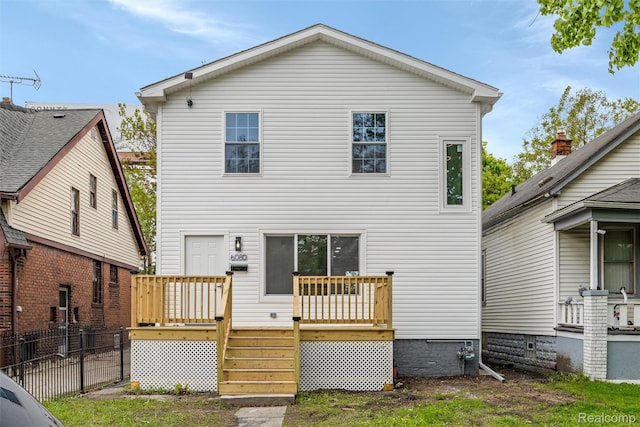 6080 Beniteau St, Detroit, MI 48213 - back of house with a deck