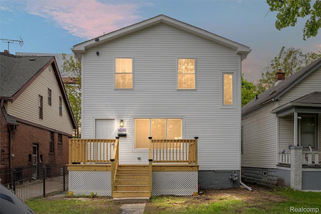 6080 Beniteau St, Detroit, MI 48213 - back of house with a wooden deck