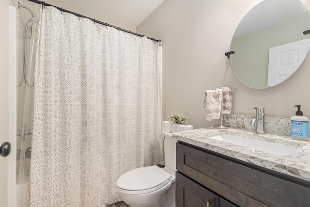 631 N Hilton Park Rd, Muskegon, MI 49442 - full bathroom with vanity, toilet, and shower / tub combo with curtain