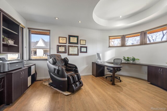 1000 Forest Ln, Bloomfield Hills, MI 48301 - office area with light wood finished floors, healthy amount of natural light, baseboards, and recessed lighting