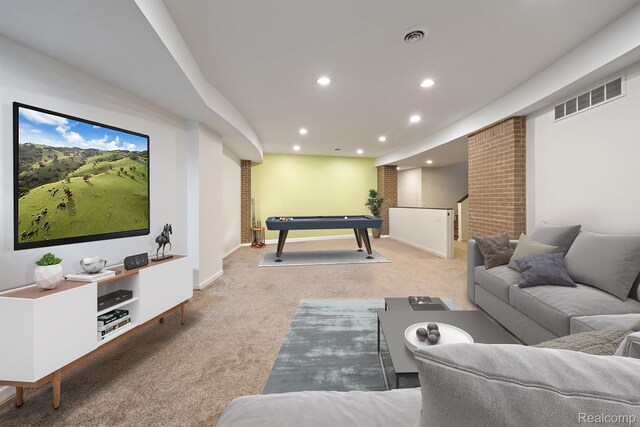 1000 Forest Ln, Bloomfield Hills, MI 48301 - carpeted living area with recessed lighting, billiards, and baseboards