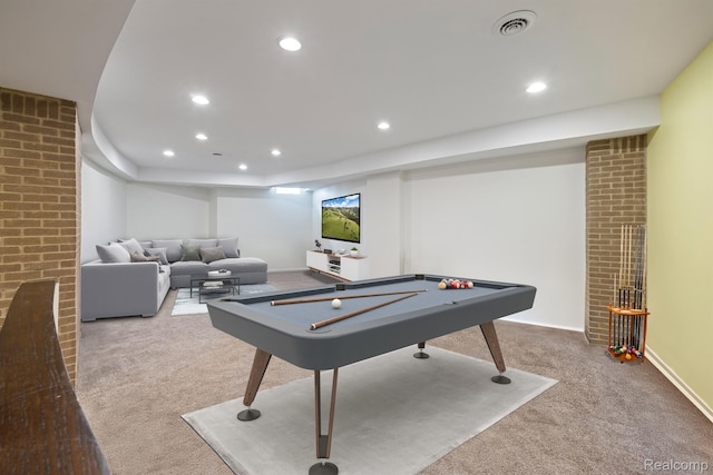 1000 Forest Ln, Bloomfield Hills, MI 48301 - recreation room featuring carpet, recessed lighting, billiards table, and baseboards
