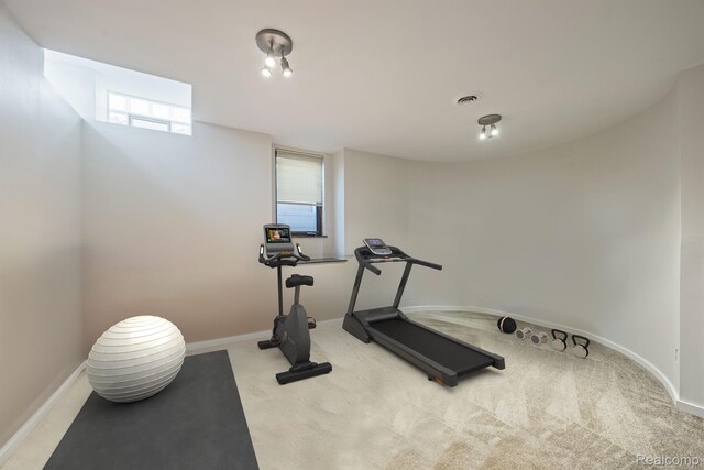 1000 Forest Ln, Bloomfield Hills, MI 48301 - exercise room with light carpet and baseboards