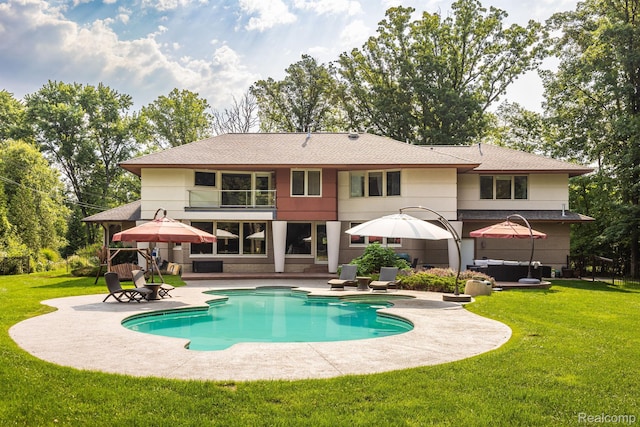 1000 Forest Ln, Bloomfield Hills, MI 48301 - back of house featuring a patio area, a yard, an outdoor pool, and roof with shingles