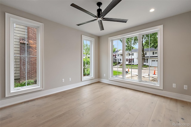 1626 Maryland Blvd, Birmingham, MI 48009 - spare room featuring baseboards, ceiling fan, light wood-style flooring, and recessed lighting