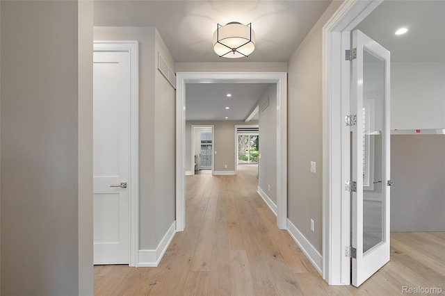 1626 Maryland Blvd, Birmingham, MI 48009 - corridor with light wood finished floors, baseboards, and recessed lighting