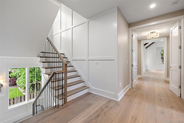 1626 Maryland Blvd, Birmingham, MI 48009 - stairs with wood-type flooring, baseboards, and recessed lighting