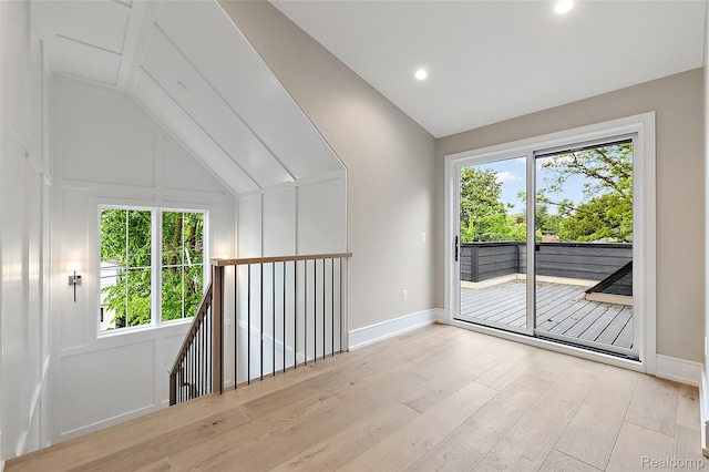 1626 Maryland Blvd, Birmingham, MI 48009 - empty room featuring lofted ceiling, light wood-style flooring, baseboards, and recessed lighting