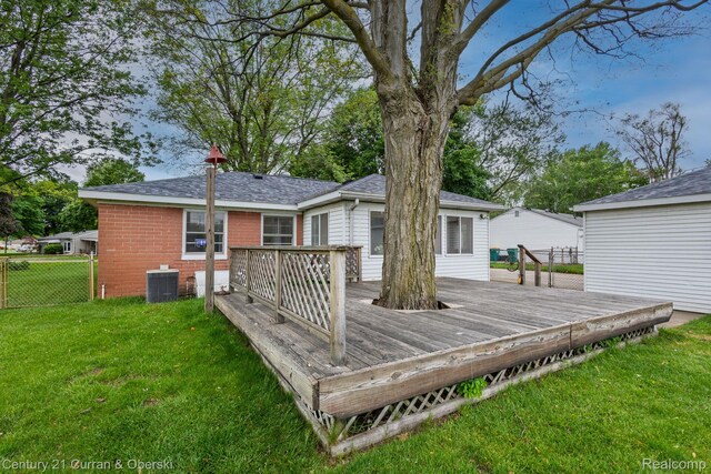 2548 Hearthside Dr, Ypsilanti, MI 48198 - wooden terrace featuring central air condition unit