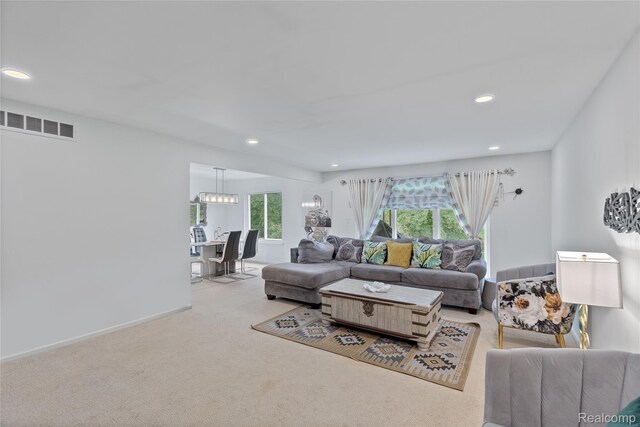 2375 Mulberry Sq Unit 69, Bloomfield Hills, MI 48302 - living room featuring recessed lighting, carpet floors, and baseboards