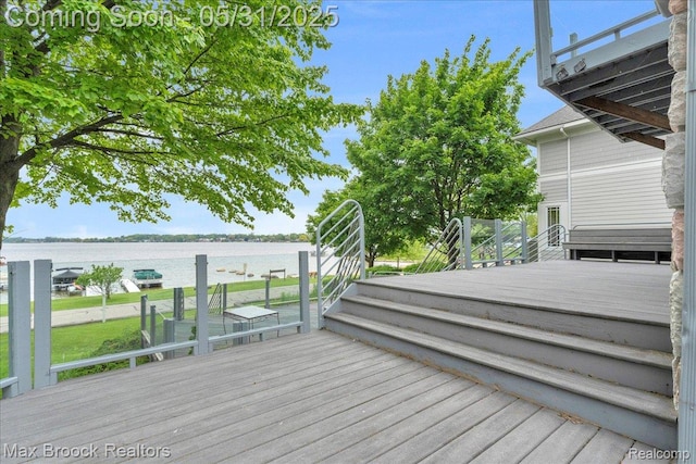 2222 Garland St, Sylvan Lake, MI 48320 - wooden terrace featuring a water view