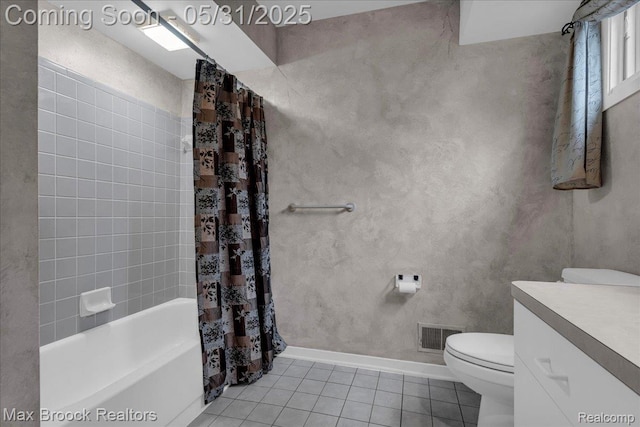 2222 Garland St, Sylvan Lake, MI 48320 - full bath featuring tile patterned floors, toilet, vanity, shower / tub combo, and baseboards