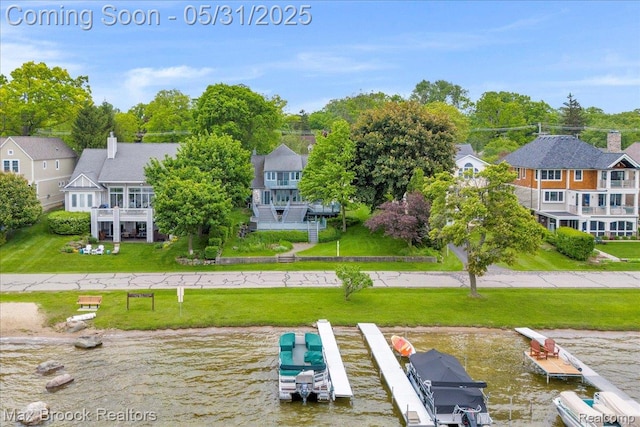 2222 Garland St, Sylvan Lake, MI 48320 - dock area featuring a yard and a water view
