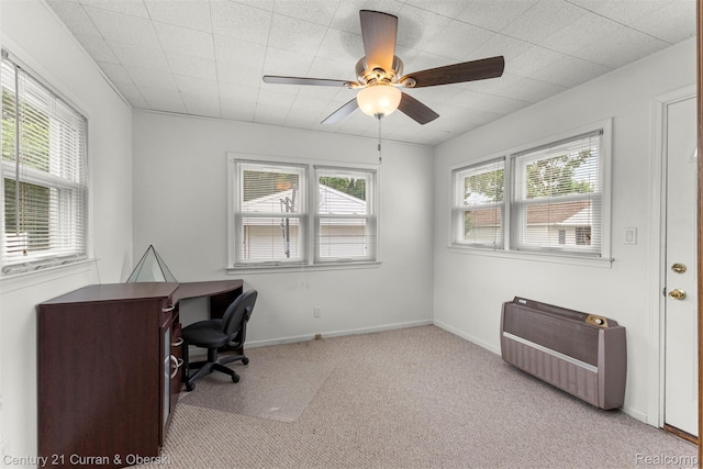 3135 Raymond Ave, Dearborn, MI 48124 - office area featuring plenty of natural light, carpet flooring, ceiling fan, and heating unit