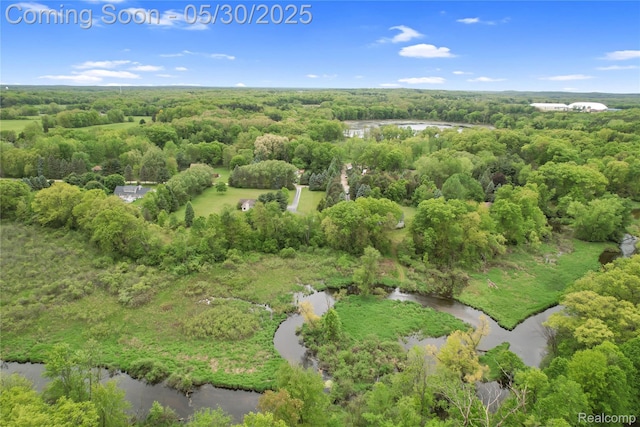 9587 Harmon Ln, South Lyon, MI 48178 - drone / aerial view of a nearby body of water and a forest