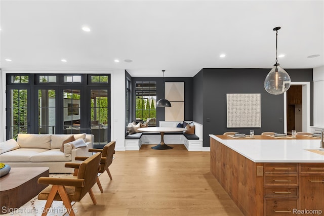 608 Stanley Blvd, Birmingham, MI 48009 - living room featuring light wood finished floors and recessed lighting