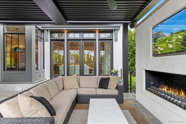 608 Stanley Blvd, Birmingham, MI 48009 - view of patio with an outdoor living space with a fireplace