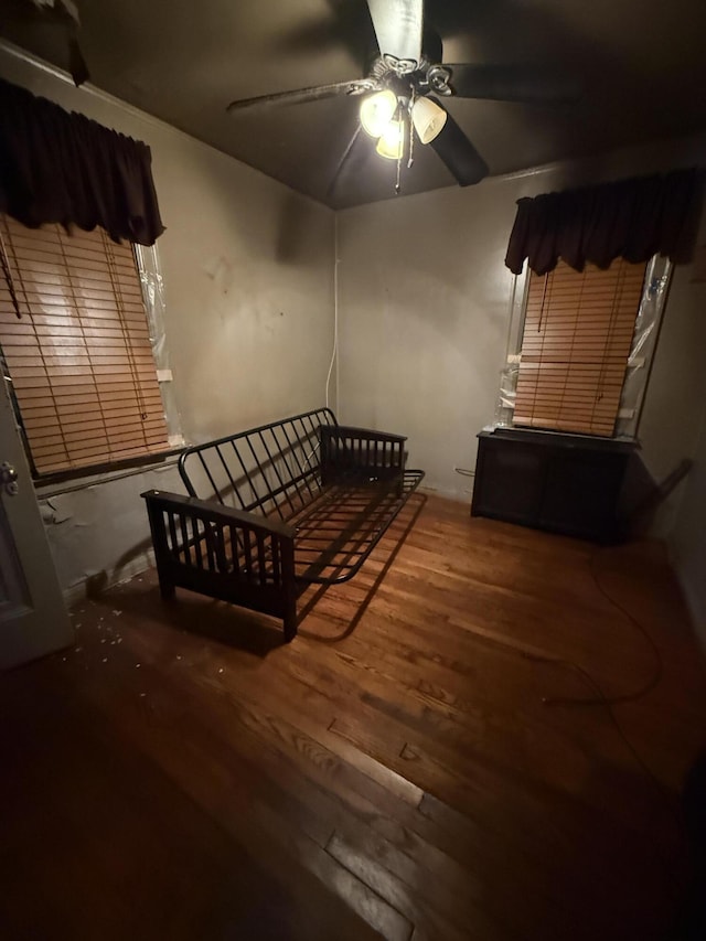 9142 Yorkshire Rd, Detroit, MI 48224 - interior space with a ceiling fan and wood finished floors