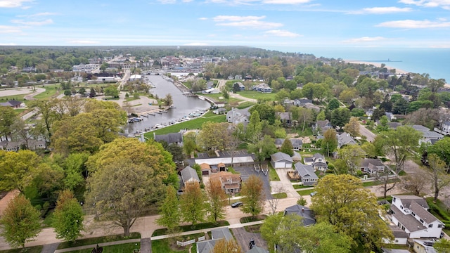 222 Oak St, South Haven, MI 49090 - aerial overview of property's location featuring a nearby body of water and nearby suburban area