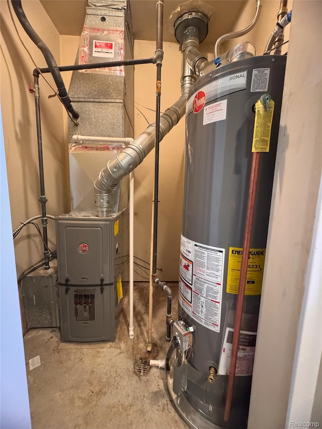 51174 Johns Dr Unit 22, Chesterfield, MI 48047 - utility room featuring gas water heater and heating unit