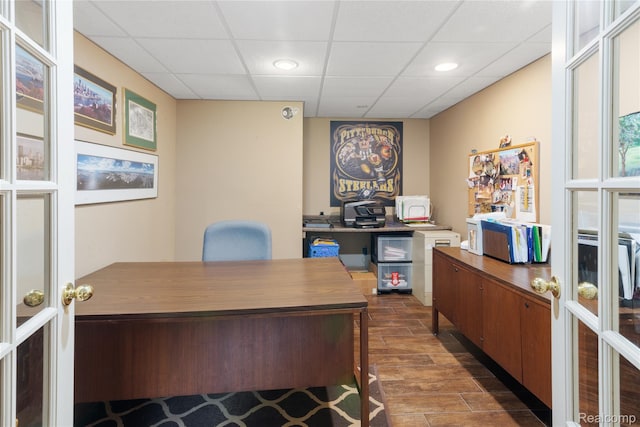 295 Oakbridge Dr, Rochester, MI 48306 - office space featuring dark wood-type flooring, a paneled ceiling, and recessed lighting