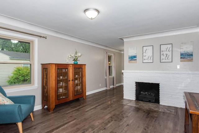 1419 Vassar Dr, Kalamazoo, MI 49001 - living area featuring wood finished floors, baseboards, and a fireplace