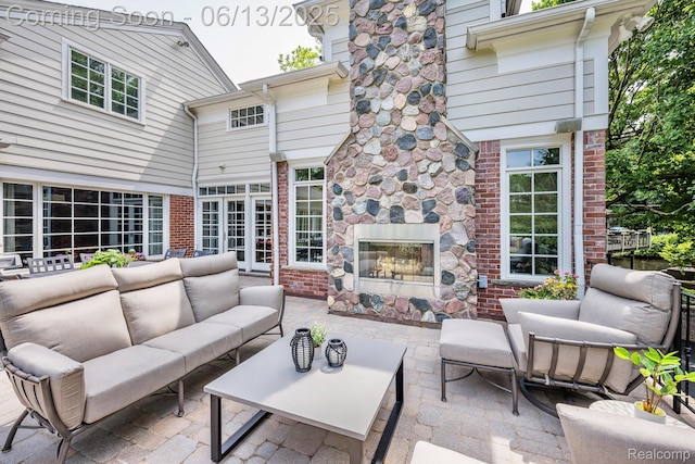 3320 Morningview Ter, Bloomfield Hills, MI 48301 - view of patio featuring an outdoor living space with a fireplace