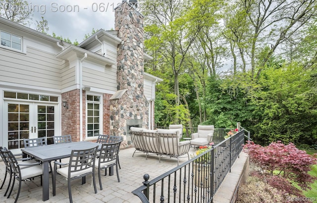 3320 Morningview Ter, Bloomfield Hills, MI 48301 - view of patio / terrace with french doors, an outdoor living space, and outdoor dining space
