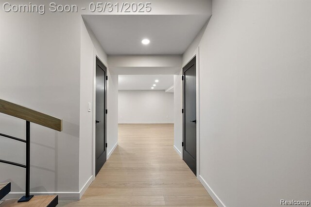 1367 W Long Lake Rd, Bloomfield Hills, MI 48302 - corridor with light wood-style floors, baseboards, and recessed lighting