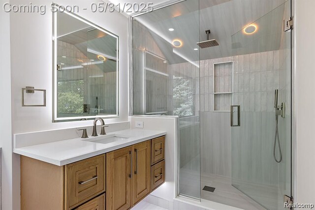 1367 W Long Lake Rd, Bloomfield Hills, MI 48302 - bathroom with a shower stall and vanity