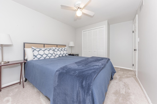 204 Meadowlake Rd, Canton, MI 48188 - bedroom featuring carpet floors, a closet, baseboards, and a ceiling fan