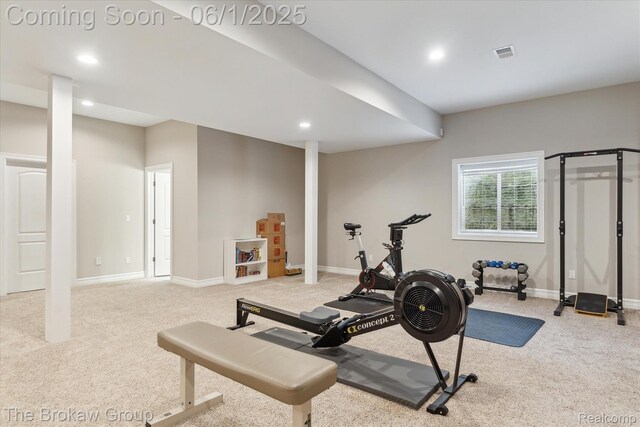 6268 Victoria Ln, Swartz Creek, MI 48473 - workout room with carpet flooring, baseboards, and recessed lighting