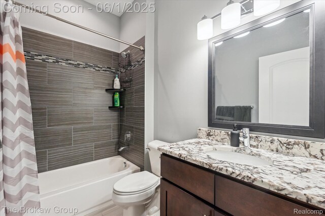 6268 Victoria Ln, Swartz Creek, MI 48473 - bathroom with shower / bath combo, vanity, and toilet
