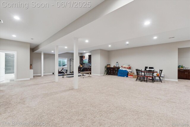 6268 Victoria Ln, Swartz Creek, MI 48473 - workout area with light colored carpet, recessed lighting, and baseboards