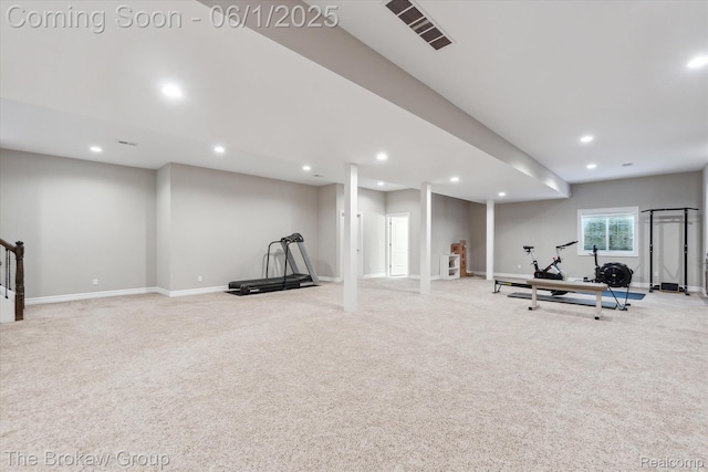 6268 Victoria Ln, Swartz Creek, MI 48473 - workout area with carpet floors, recessed lighting, and baseboards