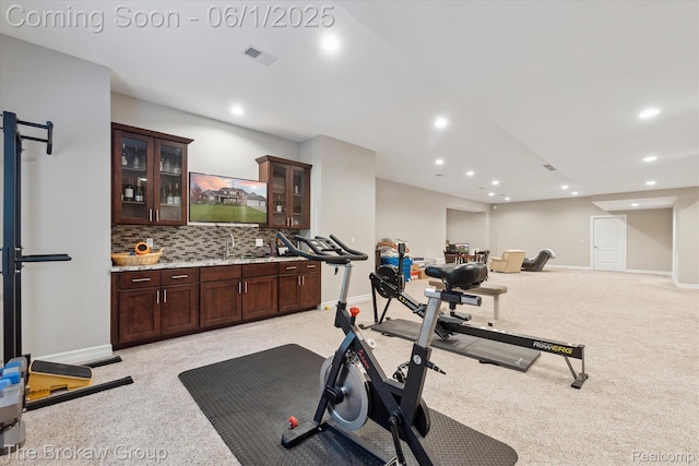 6268 Victoria Ln, Swartz Creek, MI 48473 - exercise area featuring recessed lighting, baseboards, and light carpet