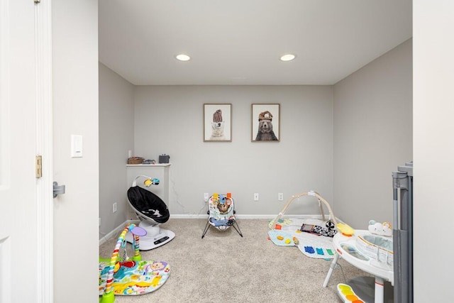 50550 W Fellows Creek Ct, Plymouth, MI 48170 - rec room with recessed lighting, carpet flooring, and baseboards