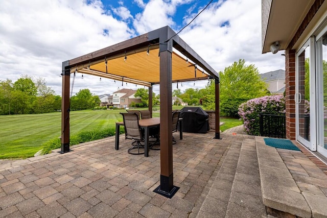 50550 W Fellows Creek Ct, Plymouth, MI 48170 - view of patio / terrace with a grill, outdoor dining space, and a gazebo
