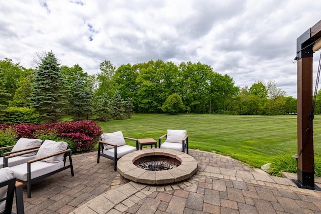 50550 W Fellows Creek Ct, Plymouth, MI 48170 - view of patio with a fire pit