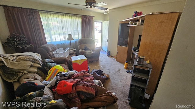 29699 Brown Ct, Garden City, MI 48135 - carpeted living room featuring ceiling fan