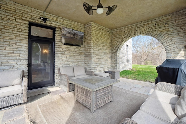 925 Avon St, Flint, MI 48503 - view of patio / terrace with ceiling fan and area for grilling