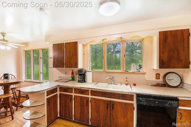 6151 Woodmoor Dr, Burton, MI 48509 - kitchen with black dishwasher, a sink, light countertops, and healthy amount of natural light
