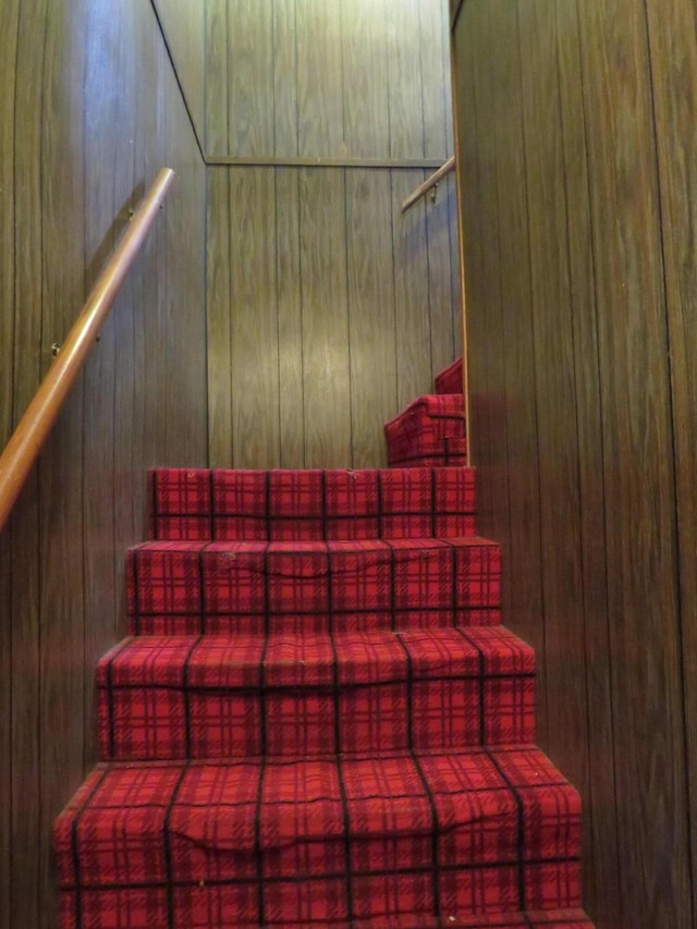 236 S Jeffery Ave, Ithaca, MI 48847 - staircase with wooden walls