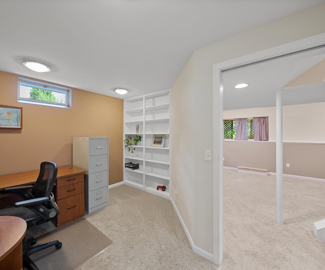 702 Starfield Dr, Pinckney, MI 48169 - office area featuring light carpet and plenty of natural light