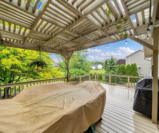 702 Starfield Dr, Pinckney, MI 48169 - wooden deck featuring a pergola and grilling area