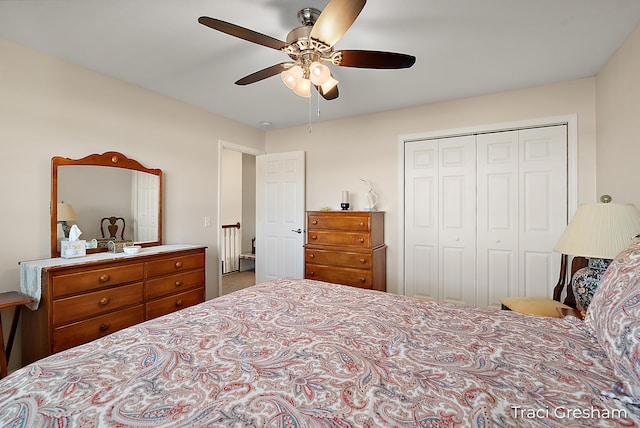1733 Grevel Ct, Muskegon, MI 49444 - bedroom featuring a closet, a ceiling fan, and carpet floors