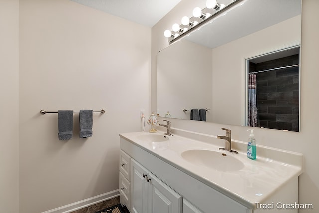 1733 Grevel Ct, Muskegon, MI 49444 - full bathroom with double vanity and a shower with shower curtain