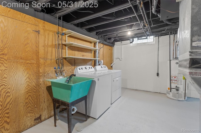 27677 Doreen St, Farmington Hills, MI 48336 - laundry room with water heater and washing machine and clothes dryer